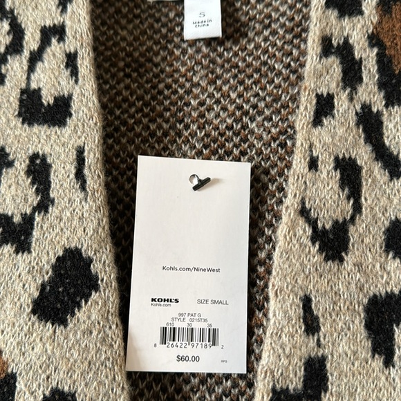 NWT Nine West duster cardigan, leopard print. Size small. - Picture 3 of 4